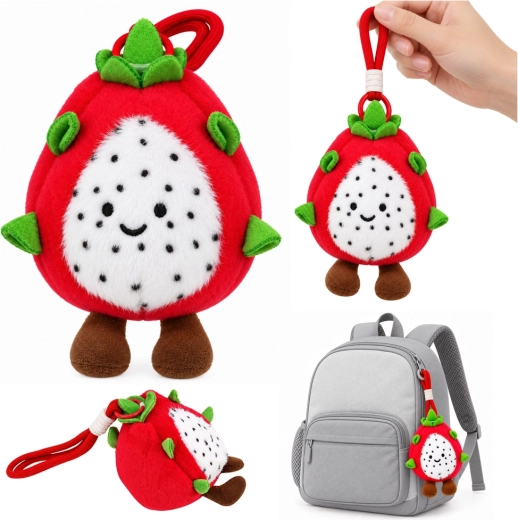 Plyšová kľúčenka dračie ovocie pitaya s karabínou 12 cm