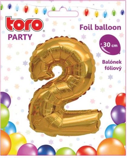 Fóliový balónik číslica 2 30 cm zlatý TORO