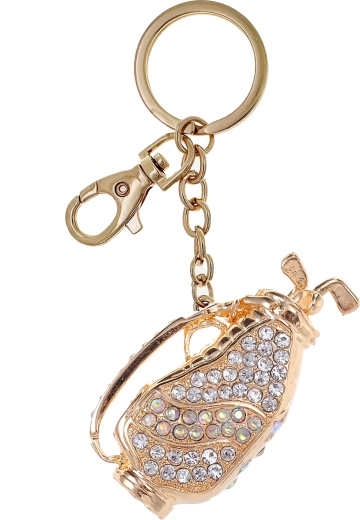 Zlatý prívesok na kľúče v tvare golfovej palice