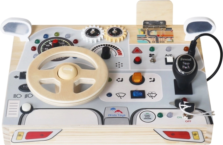 Interaktívna drevená activity doska Auto pre deti