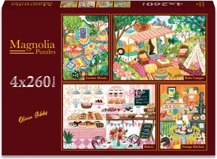 Magnolia puzzle záhradná mozaika, kempovanie, pekáreň a vidiecka kuchyňa 4×260 dielikov