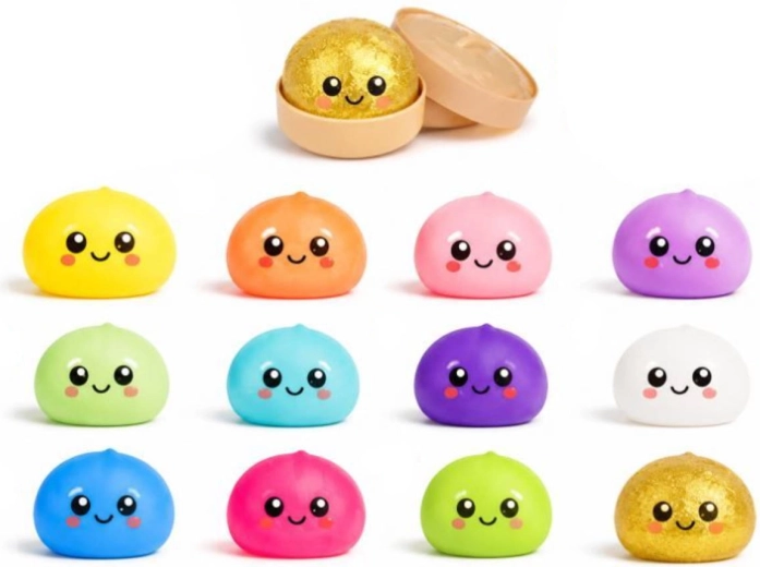 Kawaii squishy knedlíček v naparovacom košíčku (antistresová mačkacia hračka) - 1 kus