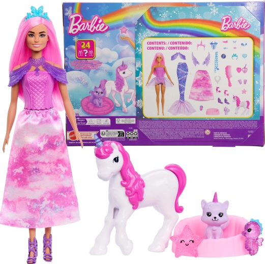 Barbie Dreamtopia adventný kalendár s bábikou a doplnkami – 24 prekvapení