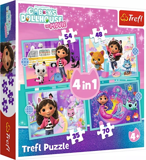 Puzzle 4 v 1 Gabiin mačací domček – Veľké dobrodružstvo (TREFL)