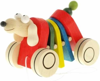 Drevená ťahacia hračka Psík klapajúci