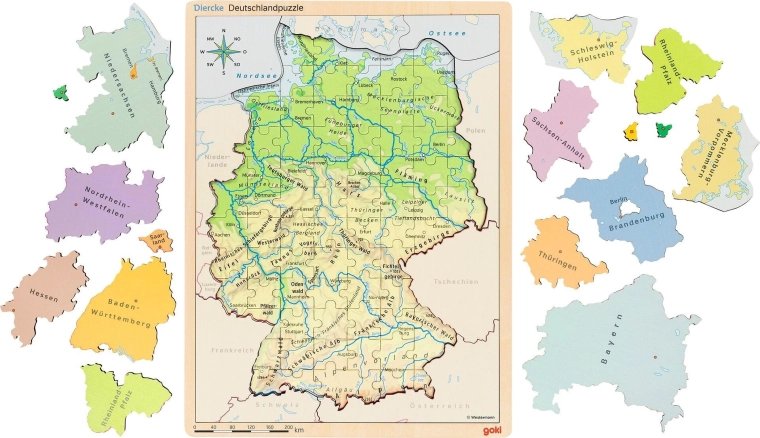 Goki vzdelávacie drevené puzzle Nemecko