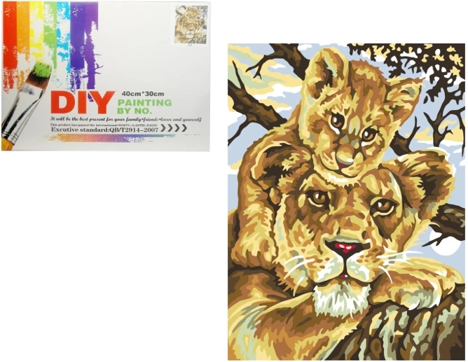 Maľovanie podľa čísel – levica s mláďaťom