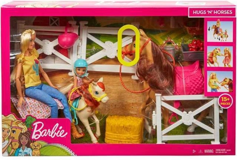 Barbie stajňa s koňmi, bábikami Barbie a Chelsea a doplnkami