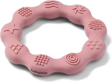 BabyOno silikónové hryzadlo krúžok – ružové