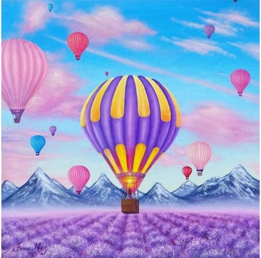 Diamantové vyšívanie (diamond painting) – let balónom 30 × 30 cm - 1 kus