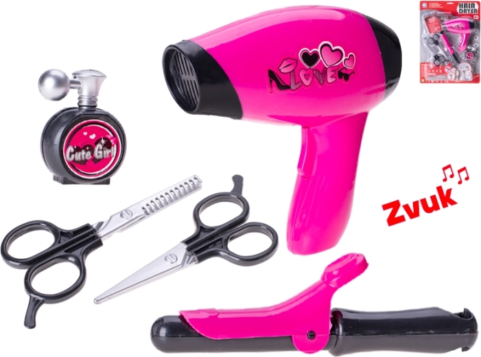 Kadernícky set s fénom na batérie a doplnkami pre deti