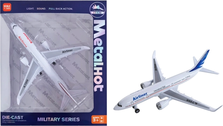 Kovový model dopravného lietadla Airliner MetalHot so stojanom 1:860