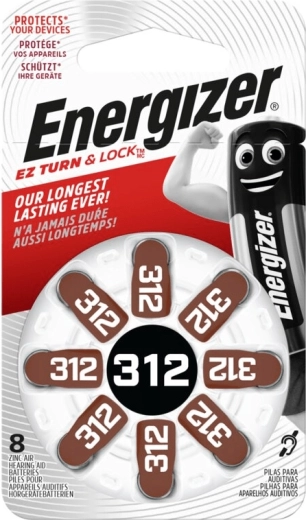Energizer 312 gombíkové batérie do načúvadiel, 8 ks