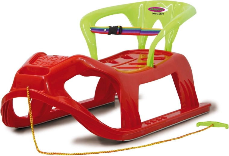 Snow Play detské plastové sánky Snow Star 90 cm červené s operadlom