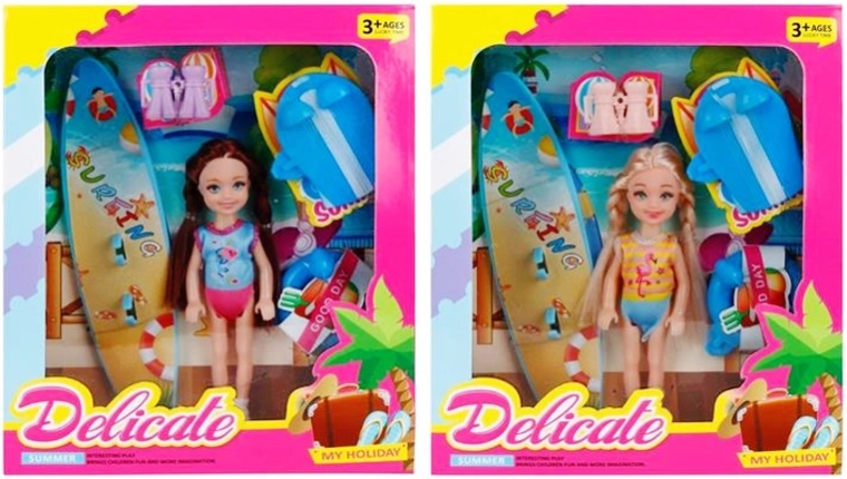 Mini bábika s plážovými doplnkami