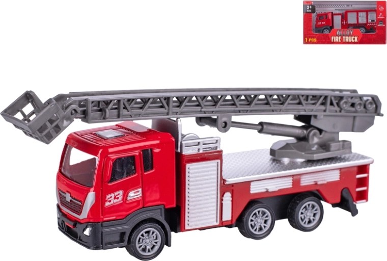 Kovové hasičské auto 12 cm so spätným chodom
