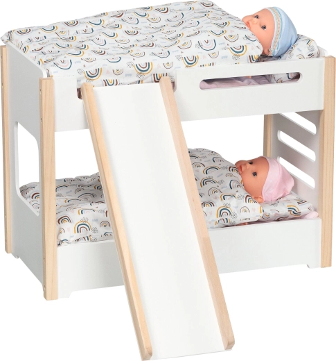 Poschodová posteľ pre bábiky so šmykľavkou