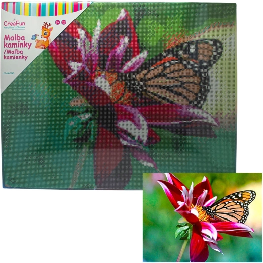 Diamantové maľovanie – motýľ a kvet 40 × 50 cm