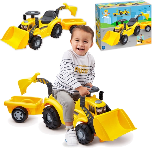 Ecoiffier šliapací traktor s prívesom, nakladačom a bagrom