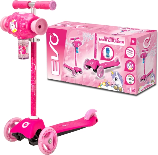 EVO detská trojkolesová kolobežka Bubblz Mini Cruiser s bublinkovačom, ružová