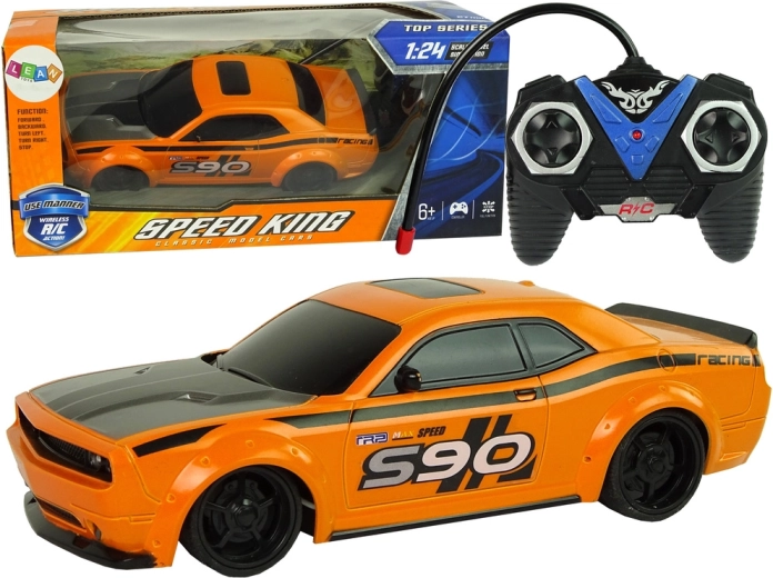 RC športové auto 1:24, oranžové, diaľkové ovládanie 27 MHz