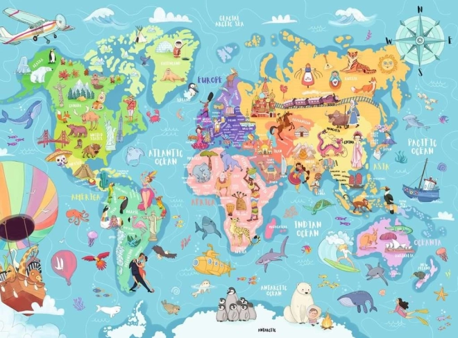 Puzzle Mapa sveta XXL 100 dielikov