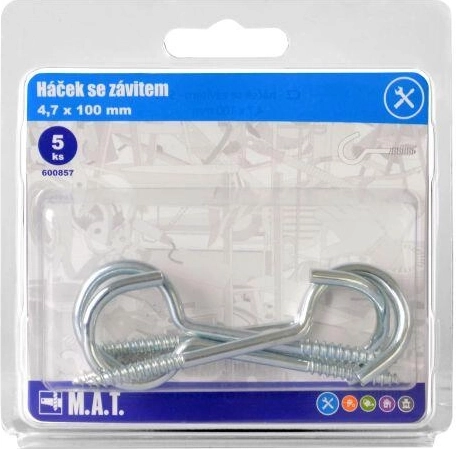 Háčik so závitom Zn 100 × 4,7 mm, balenie 5 ks