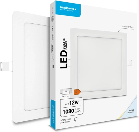 Modee Lighting LED zapustený štvorcový panel 12 W studená biela 1080 lm