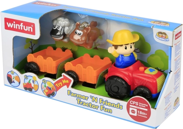 Traktor s vlečkou hrajúci a blikajúci