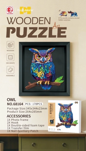Drevené puzzle sova so 178 dielikmi