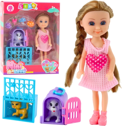 Mini bábika s kočíkom a mačičkami