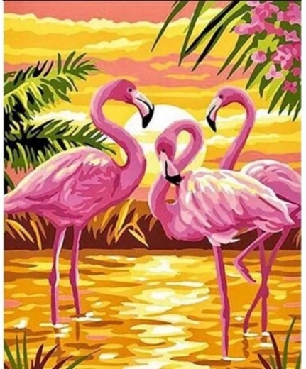 Maľovanie podľa čísel na ráme 40 × 50 cm – ružové plameniaky