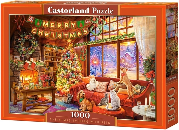Castorland puzzle Štedrý večer s domácimi miláčikmi 1000 dielikov