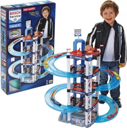 Garážový parkovací dom XXL BOSCH Service 5 poschodí 85 cm od Klein + 2 autíčka