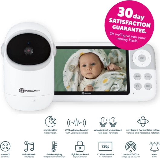 Digitálna detská pestúnka PETITE&MARS EVE 5.0 s 5" displejom