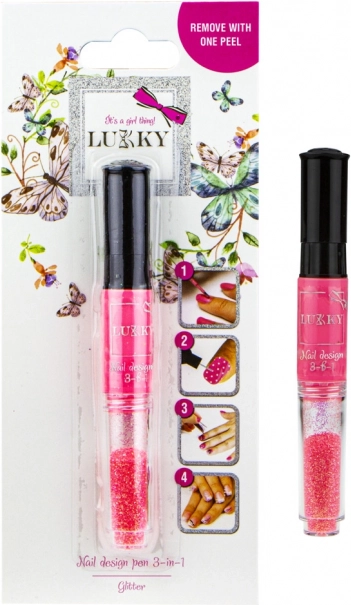 Lukky koralový lak na nechty a trblietky 2-v-1 pre deti