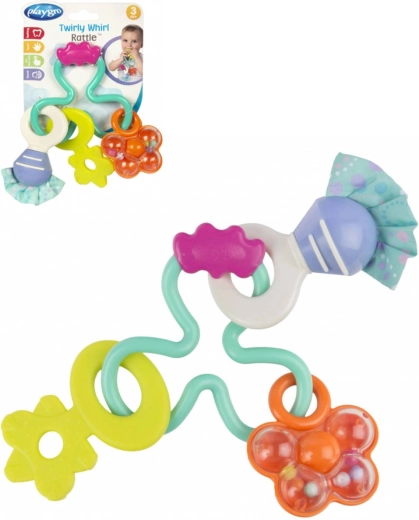 Playgro pastelové chrastítko s hryzadielkami – 1 kus