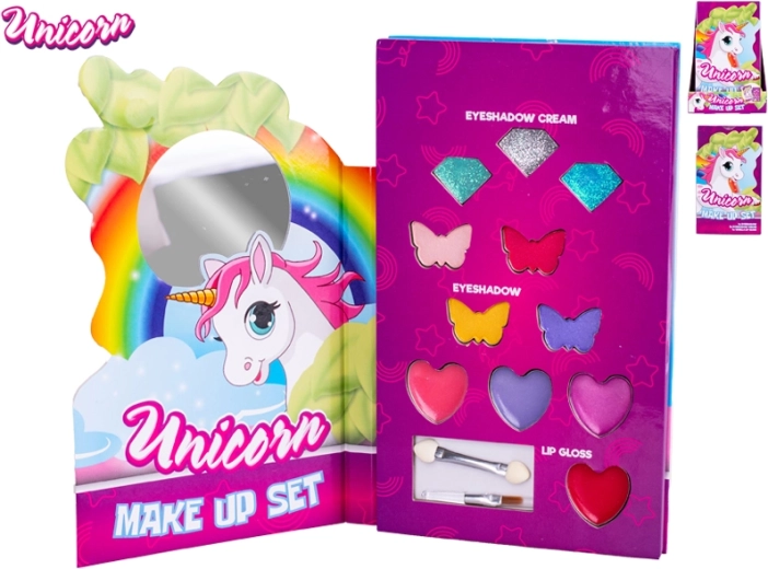 Detská make-up paletka Unicorn s tieňmi, trblietkami a leskami na pery