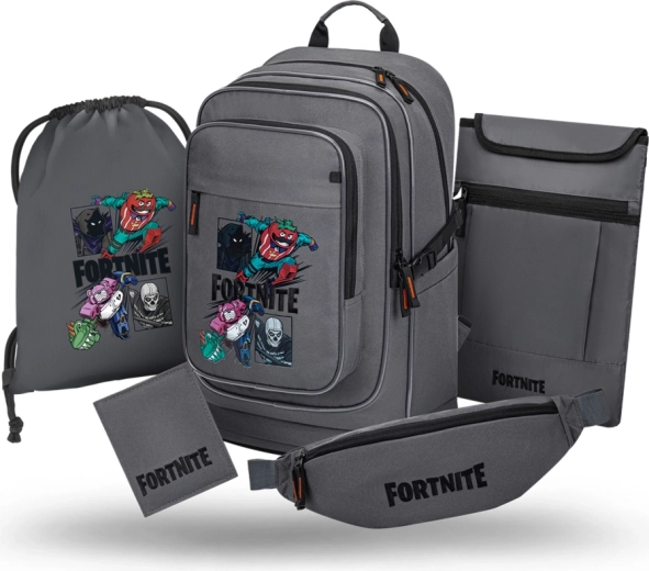 Baagl školský set 5 dielov Cubic Fortnite Squad (batoh, vrecko, ľadvinka, obal na notebook, peňaženka) GRS