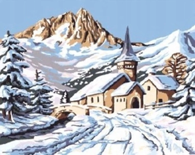 Norimpex Maľovanie podľa čísel zasnežená chata v horách 40 × 50 cm