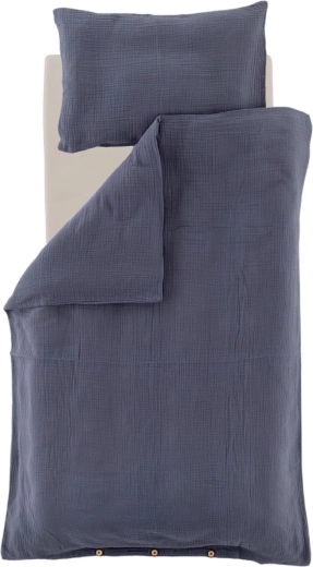 Träumeland mušelínové obliečky GOTS modré 100 × 135 cm + 40 × 60 cm