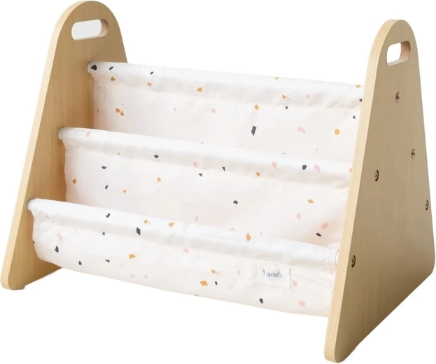 3 Sprouts obojstranný stojan na knižky terrazzo cream