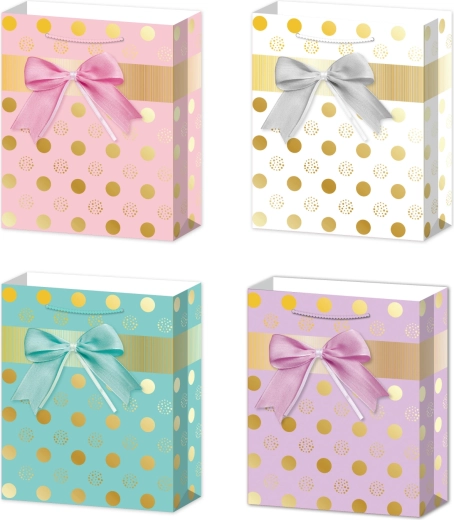 Darčeková taška L s mašľou a bodkami