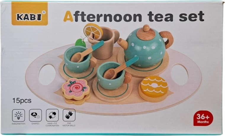 Drevený čajový set 15 dielov