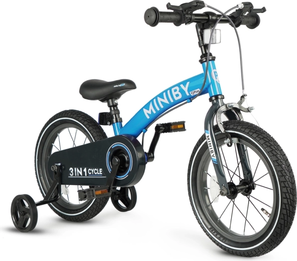 Qplay detský bicykel Miniby 3v1 modrý (14")