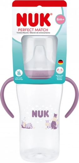 Dojčenská fľaša NUK Perfect Match učiaca s náustkom hippo 260 ml