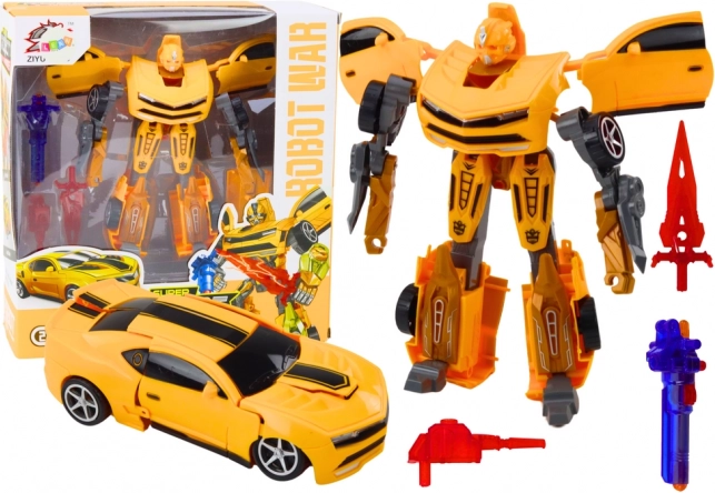 Žltý transformujúci robot 2v1 so športovým vzhľadom