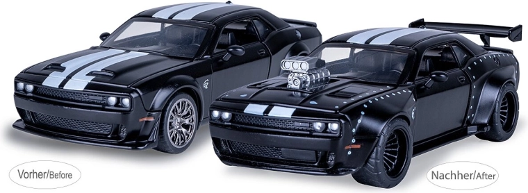 Jamara Dodge Challenger SRT Jailbreak kovový model 1:36 čierny