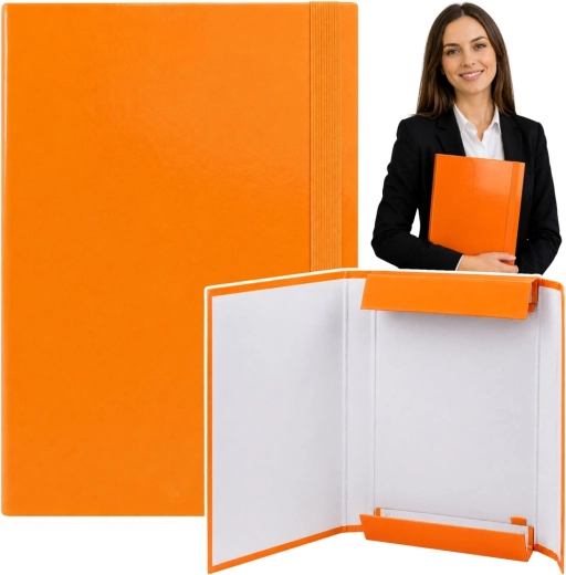 Oranžová krídlová zložka na dokumenty A4 s gumičkou, tvrdá – 1 kus