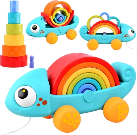 Dúhový chameleón Montessori skladačka 18 m+